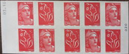 1514 Carnet Date Coupé 03.10.(06) (030) Lamouche 5 TVP Rouge + 5 Marianne Gandon - Faciale 9.85€ - Modern : 1959-…