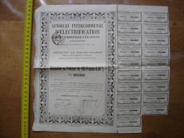 1924 Syndicat Intercommunal Electrification PLOMBIERES DIJON 19 Coupons Sur 30 - Altri & Non Classificati