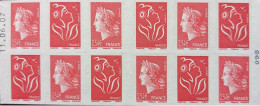 1515 Carnet Date 11.06.07 (098) Lamouche 5 TVP Rouge + 5 Marianne Cheffer - Faciale 9.85€ - Modernes : 1959-...