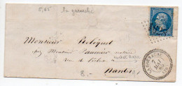 Napoléon N° 22 Sur Lettre De 1865 - Losange GC 1628 Avec CaD Perlé De La Ganarche (Vendée) - 1849-1876: Classic Period