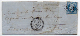 Napoléon N° 22 Sur Lettre De 1867 - Losange GC 4745 Avec CaD Perlé De Plaintel - 1849-1876: Période Classique