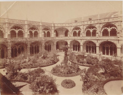 Photographie Ancienne Albumine ~1880 Portugal BELEM - Cour Du Cloître - 28 X 21,5 Cm. - L.L. - Anciennes (Av. 1900)