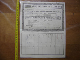 1938 COOPERATIVE PAYSANNE De La COTE D'OR BLE 20 Coupons Sur 20 Certificat - Otros & Sin Clasificación