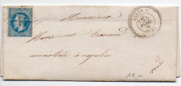 Napoléon N° 29 Sur Lettre De 1870 - Losange GC 44 Avec CaD Perlé De Aizenay (Vendée) - 1849-1876: Période Classique