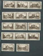 LOT DE 14 VIGNETTES " Marron " TOURISME " Chateau Du Bord De Loire " Neufs Sans Gomme - Ava 33501 - Toerisme (Vignetten)