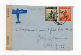 !!! RUANDA, LETTRE PAR AVION D'USUMBURA DE 1945 POUR LA BELGIQUE AVEC CENSURE - Storia Postale