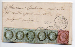 Cérès N° 50 X4 + 55 Sur Lettre De 1877 - 1849-1876: Classic Period