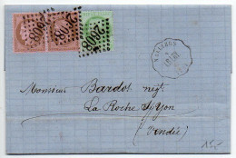 Cérès N° 53 + 58 X2 Sur Lettre De 1875 - 1849-1876: Periodo Clásico