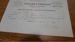 CHATEAUDUN Pouiller  Vaudecraine Quittance D Abonnement - 1800 – 1899