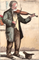 Art Nouveau - Peinte à La Main- Le Musicien Joueur De Violon . Illustrateur G.Tournon - Otros & Sin Clasificación