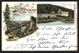 Lithographie Calmbach Bei Wildbad, Gasthaus Enzhof Mit Flösser, Klein-Enzthal  - Other & Unclassified