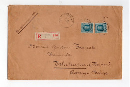 !!! BELGIQUE, LETTRE RECO D'ETTERBEEK DE 1927 POUR TSCHIKAPA (CONGO BELGE) - 1922-1927 Houyoux