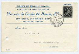 VILA NOVA DE GAIA, Porto - Postal Comercial De FÁBRICA DE MÓVEIS E ESTOFOS De Ferreira Cunha Irmão, Lda  ( 2 Scans ) - Porto