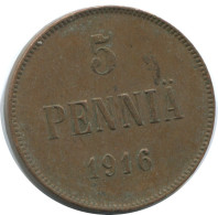 5 PENNIA 1916 FINNLAND FINLAND Münze RUSSLAND RUSSIA EMPIRE #AB166.5.D.A - Finlandia