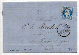 Cérès N° 60 Sur Lettre De 1876 - Losange GC 6426 Avec CaD De Velluire (Vendée) - Cote Yvert Du GC Détaché 180€ - 1849-1876: Periodo Clásico