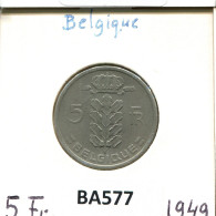 5 FRANCS 1949 Französisch Text BELGIEN BELGIUM Münze #BA577.D.A - 5 Franc