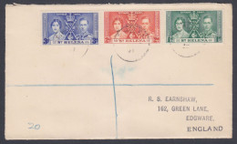 British St. Helena 1937 Used Cover Coronation Of King George VI Stamps - Sainte-Hélène