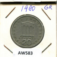 20 DRACHMES 1980 GRIECHENLAND GREECE Münze #AW583.D.A - Grecia