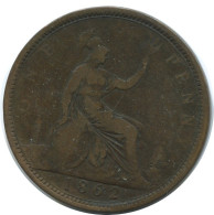 PENNY 1862 UK GREAT BRITAIN Coin #AG855.1.U.A - D. 1 Penny