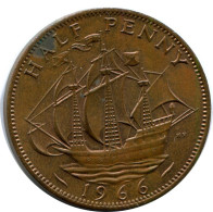 HALF PENNY 1966 UK GBAN BRETAÑA GREAT BRITAIN Moneda #BA995.E.A - C. 1/2 Penny