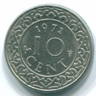 10 CENTS 1972 SURINAME NÉERLANDAIS NETHERLANDS Nickel Colonial Pièce #S13281.F.A - Surinam 1975 - ...