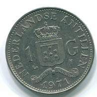 1 GULDEN 1971 NETHERLANDS ANTILLES Nickel Colonial Coin #S11943.U.A - Antille Olandesi