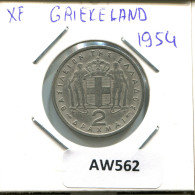 2 DRACHMES 1954 GREECE Coin #AW562.U.A - Griechenland