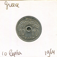 10 LEPTA 1964 GREECE Coin #AK407.U.A - Grèce