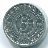 5 CENTS 1990 NETHERLANDS ANTILLES Aluminium Colonial Coin #S13709.U.A - Antilles Néerlandaises