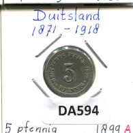 5 PFENNIG 1899 A DEUTSCHLAND Münze GERMANY #DA594.2.D.A - 5 Pfennig