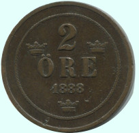 2 ORE 1888 SUÈDE SWEDEN Pièce #AC904.2.F.A - Zweden