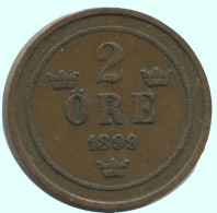 2 ORE 1899 SWEDEN Coin #AC887.2.U.A - Suède