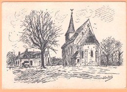 Ppgf/ CPSM Grand Format - CHER - SAINT PIERRE DES BOIS - L'ÉGLISE ET LA PLACE - Illustration Signée - Andere & Zonder Classificatie