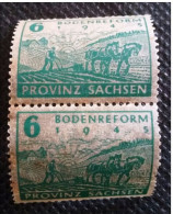 GERMANIA GERMANY ALLEMAGNE DEUTSCHLAND SAXE 1946 RIFORMA AGRARIA Decal Printing On The Back ERROR !! - Variedades Y Curiosidades