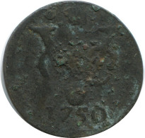 1750 HOLLAND VOC DUIT IINDES NÉERLANDAIS NETHERLANDS NEW YORK COLONIAL PENNY #VOC1200.8.F.A - Niederländisch-Indien