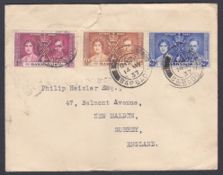 British Barbados 1937 Used Cover To England, Coronation Of King George VI Stamps - Barbades (...-1966)