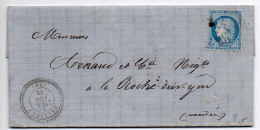 Cérès N° 60 Sur Lettre De 1872 - Losange GC 4436 Avec CaD Perlé De Nalliers (Vendée) - 1849-1876: Klassik