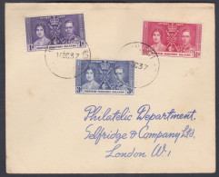 British Solomon Islands 1937 Used Cover To England, Coronation Of King George VI Stamps - British Solomon Islands (...-1978)