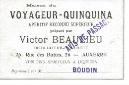 FORÊT DE MONTMORENCY  Bucherons  Avis De Pasage  VOYAGEUR QUINQUINA Apéritif  Victor BEAULIEU AUXERRE - Autres & Non Classés
