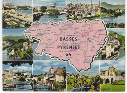 64 - Carte Contour Géographique Du Département  Des BASSES-PYRENEES - Autres & Non Classés