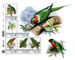 Ukraine 2024, Fauna, Birds, Parrots, Sheetlet Of 6v - Ucrania