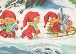 PAPÁ NOEL Feliz Año Navidad GNOMO Vintage Tarjeta Postal CPSM #PAY550.A - Santa Claus