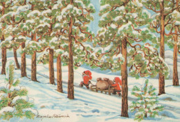 WEIHNACHTSMANN SANTA CLAUS Neujahr Weihnachten GNOME Vintage Ansichtskarte Postkarte CPSM #PAW702.A - Kerstman