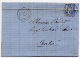 25c Sage Sur Lettre De 1877 - CaD Perlé De Couffé (Loire Inférieure, Atlantique) - 1877-1920: Semi Modern Period