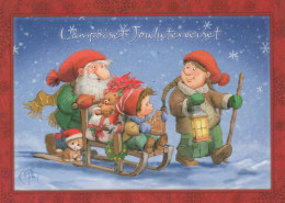 PAPÁ NOEL Feliz Año Navidad GNOMO Vintage Tarjeta Postal CPSM #PBM035.A - Kerstman