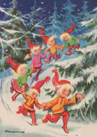 SANTA CLAUS Happy New Year Christmas GNOME Vintage Postcard CPSM #PBM004.A - Kerstman
