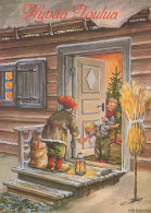 PAPÁ NOEL Feliz Año Navidad GNOMO Vintage Tarjeta Postal CPSM #PBL879.A - Kerstman