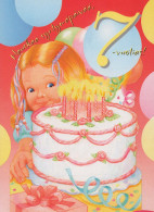 BUON COMPLEANNO 7 Años RAGAZZA BAMBINO Vintage Cartolina CPSM Unposted #PBU069.A - Verjaardag