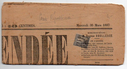Sage 1c Annulé Typo Sur Journal Complet 'La Vendée' Du 30 Mars 1887 - 1877-1920: Periodo Semi Moderno