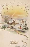 Bonne Année Noël ÉGLISE Vintage Carte Postale CPSMPF #PKD553.A - Nouvel An